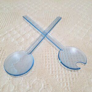 Authentic Tupperware Preludio Watercolor Blue Acrylic Large Salad Serving Set